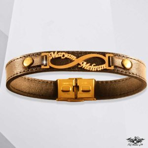 دستبند چرم بینهایت مینی طلا www.minitala.com