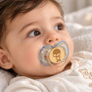 پستونک طلا پسرانه رنگ آبی خرید از گالری طلای مینیاتور minitala.com