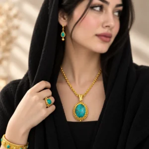 خرید انواع مدال سنگ فیروزه (نیم ست سنگ فیروزه) از گالری طلای مینیاتور minitala.com