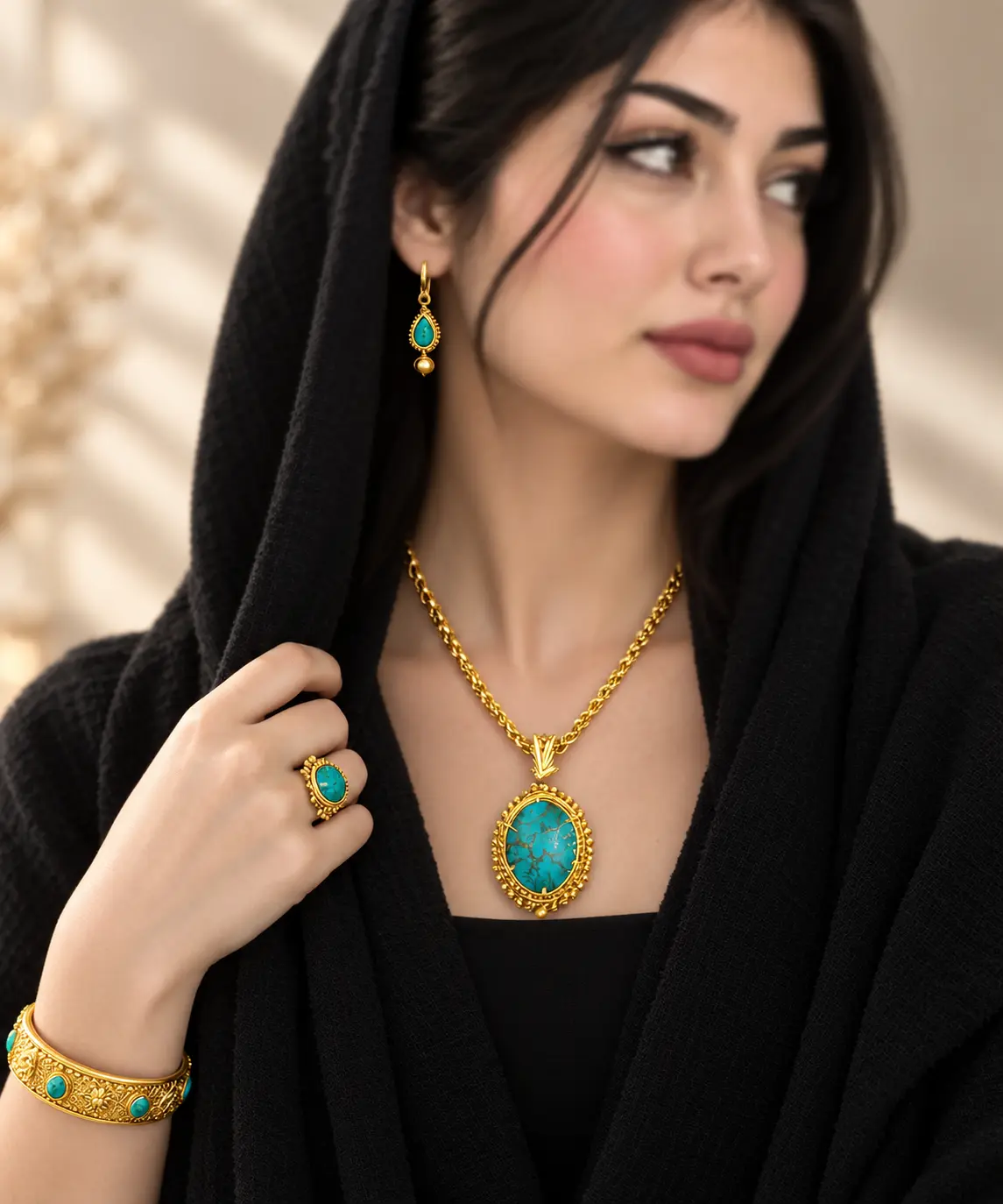 خرید انواع مدال سنگ فیروزه (نیم ست سنگ فیروزه) از گالری طلای مینیاتور minitala.com