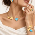 سرویس طلای جینکو فیروزه بر روی مدل خرید از گالری طلای مینیاتور
